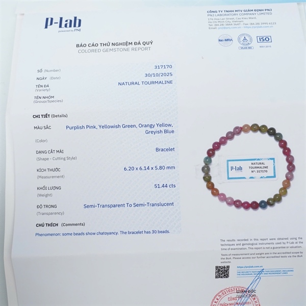 Vòng Tourmaline 30hạt 317170 +
