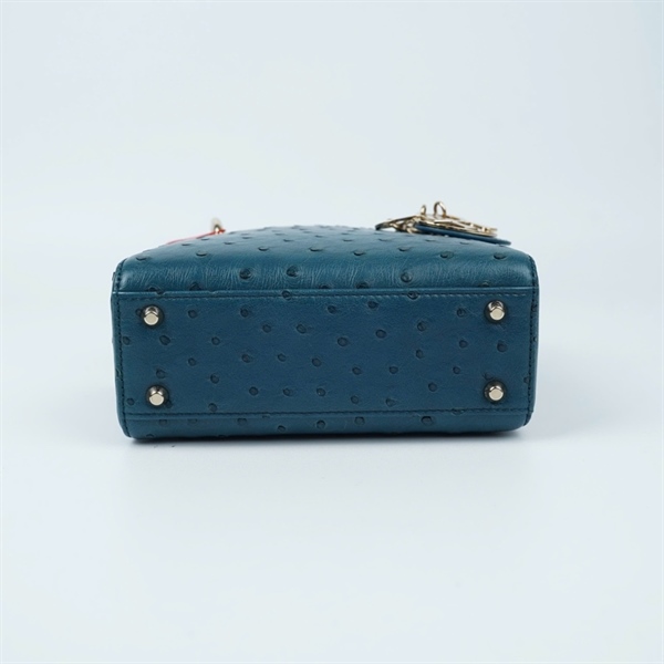 Túi Dior Lady xanh da đà điểu (02-MA-0261) szmini (BMC) KG+