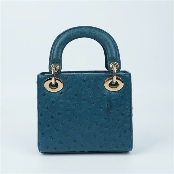 Túi Dior Lady xanh da đà điểu (02-MA-0261) szmini (BMC) KG+