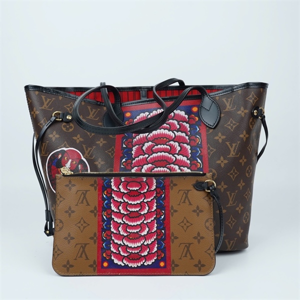 Túi LV Neverfull hoa nâu họa tiết kèm ví sz32-44 (BMC) KG+
