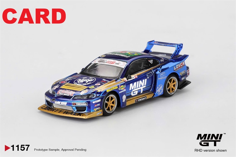 (Pre-Order 4/2026) Mini GT Card Version MGT01157 Nissan LB-Super Silhouette S15 SILVIA #555 Team MINI GT Liberty Walk 2025 Formula Drift