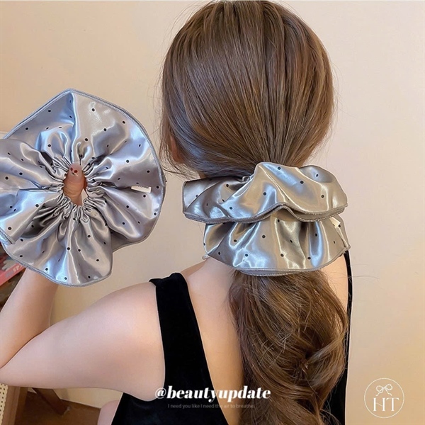 Dây scrunchies lụa chấm bi