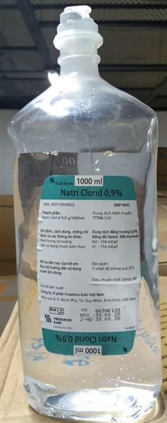 Natri clorid 0.9%/1000ml (Thùng 12 chai 1000ml) - CTCP Fresenius Kabi VN
