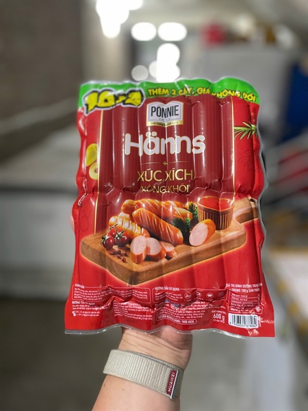 Xúc xích Ponnie Hanns Super Eco xông khói ĐỎ 10bịch x 12cây x 50gr(THÙNG 40 GÓI)