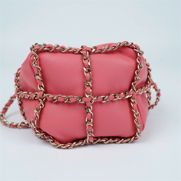 Túi Chanel hồng đan lưới (30709897) sz12 (BMC) KG+