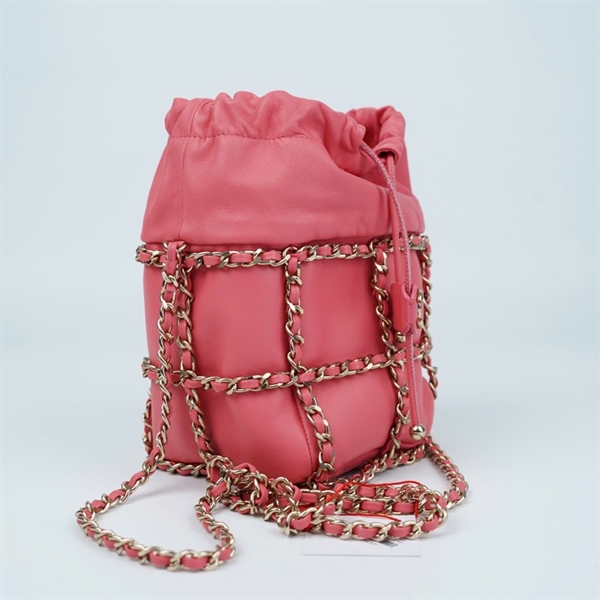 Túi Chanel hồng đan lưới (30709897) sz12 (BMC) KG+