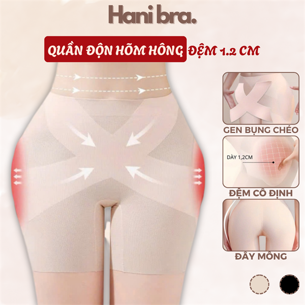 Quần Độn Hông Mút Dày 1,2 Cm Kết Hợp Gen Bụng Chất Liệu Co Giãn 5D Không Lộ Viền QH2028
