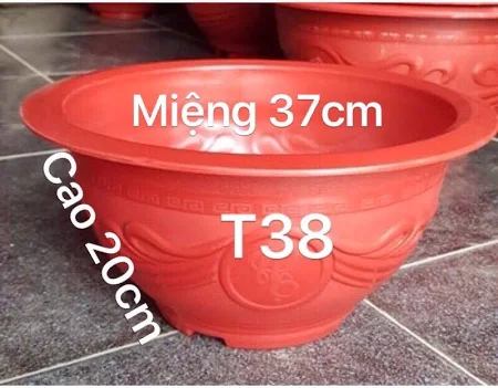 Chậu Nhựa cứng Tròn Phúc-Lộc-Thọ T38 M37*C20