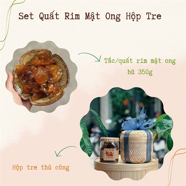 Set 1 - Tắc Mật Ong Hũ 350g - Hộp Tre