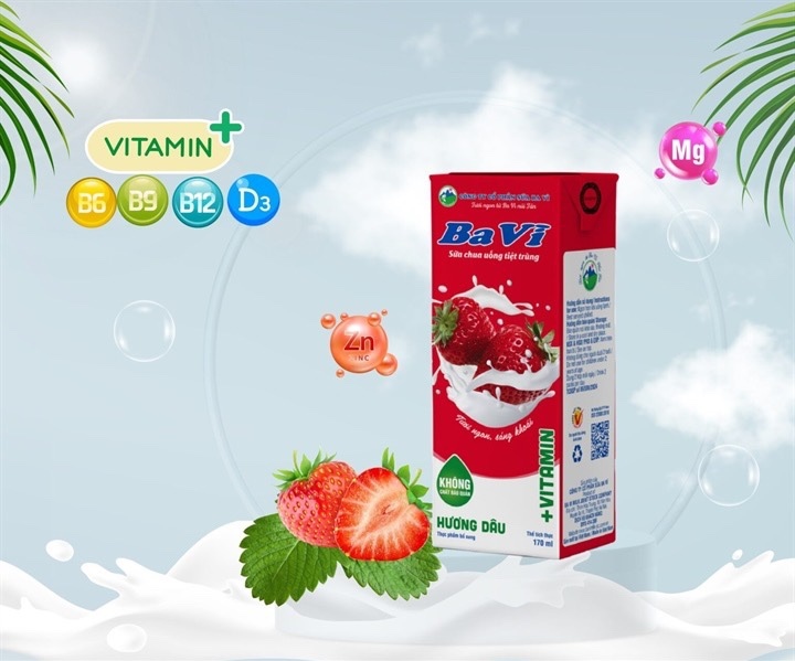 Thực phẩm bổ sung sữa chua uống tiệt trùng Ba Vì hương Dâu (170ml) (Thùng)