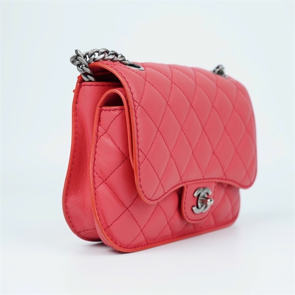 Túi Chanel Natural Flap Bag Quilted Lambskin hồng cam (23555174) +