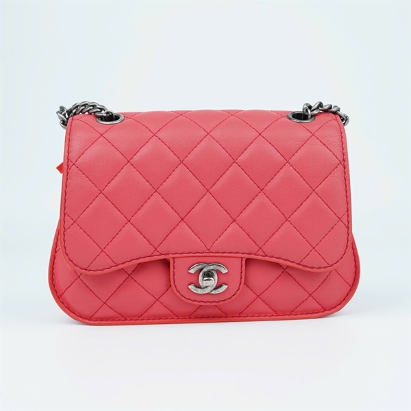 Túi Chanel Natural Flap Bag Quilted Lambskin hồng cam (23555174) +