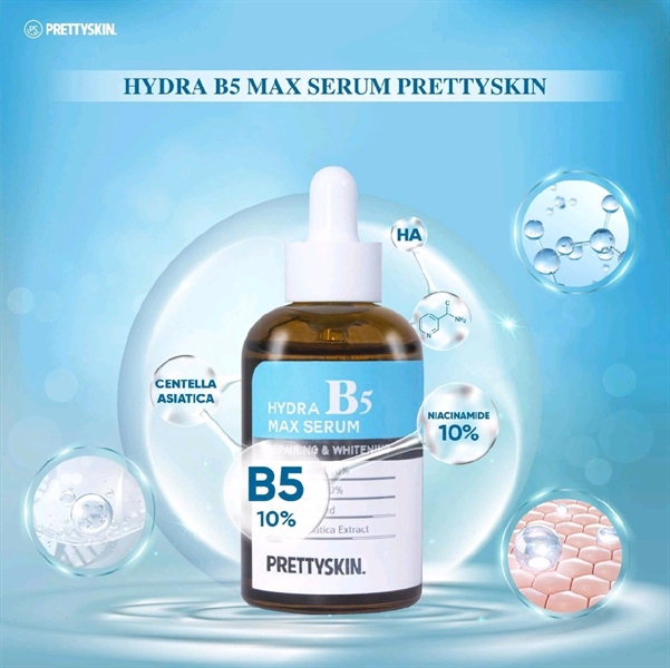 Serum Prettyskin Hydra B5 Max phục hồi dưỡng trắng da 50ml