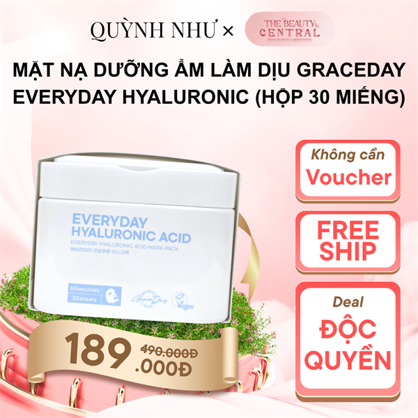 MẶT NẠ DƯỠNG ẨM LÀM DỊU GRACEDAY EVERYDAY HYALURONIC MASK HỘP 30 MIẾNG 380ML