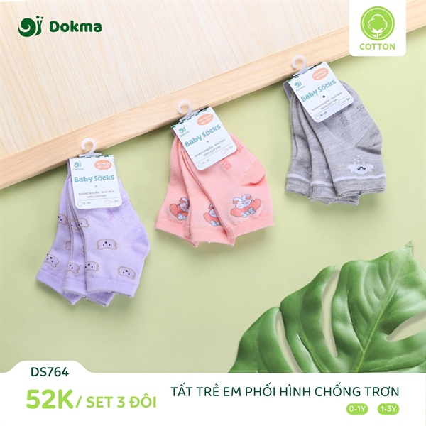 Set 3 đôi tất chống trơn Dokma 25DS764 (0-3y)