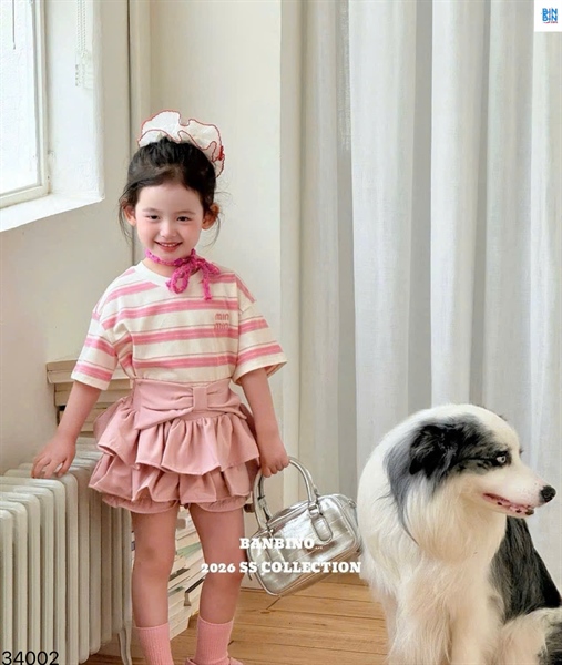 34002- Áo BBN Miu Miu kẻ Hồng