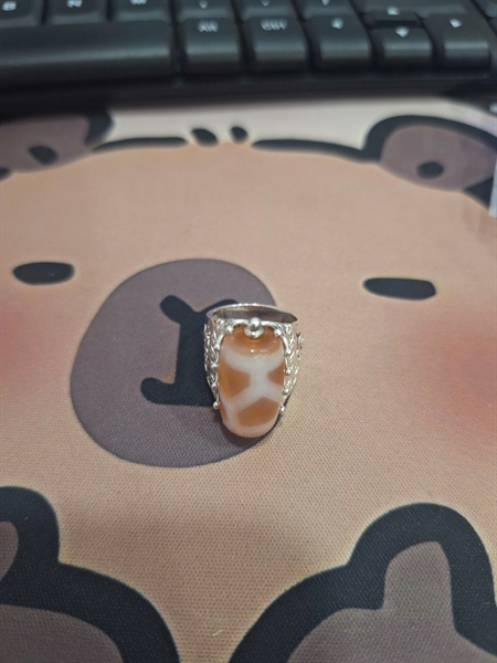 Nhẫn bạc đính dzi mai rùa KG+