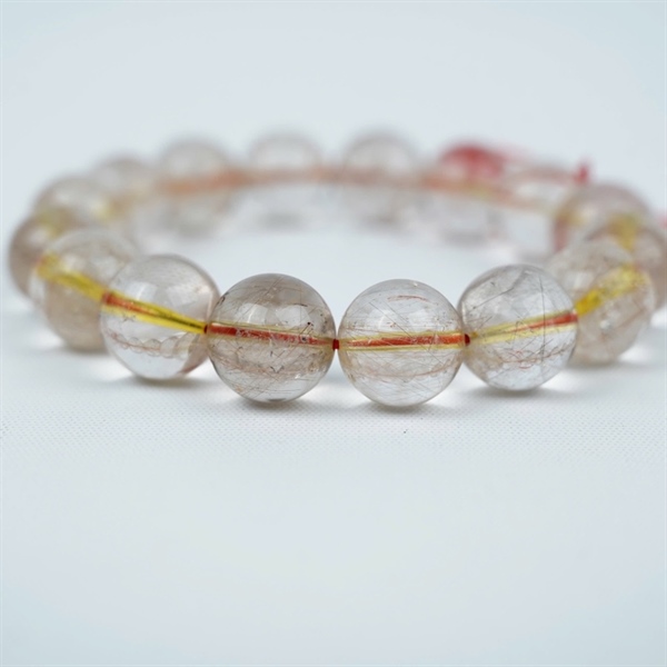 Vòng thạch anh tóc nâu-đỏ-vàng ly14 +