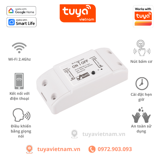 Công Tắc Thông Minh TUYA Basic Điều Khiển Từ Xa Qua Wifi, 4G, Bản Quốc Tế