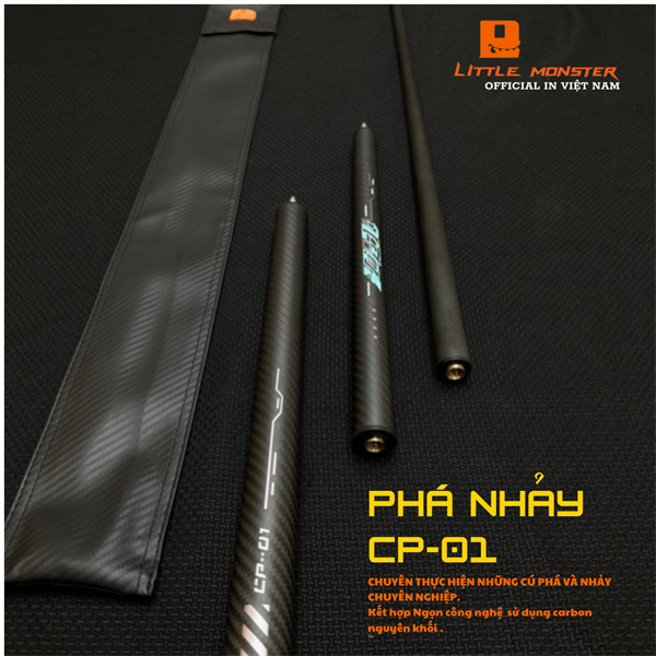Cơ Phá nhảy CP-01- Gậy phá nhảy full Carbon Little Monster - Cơ bida phá nhảy 3 khúc-CYBER 3K-BLACK- MÀU ĐEN
