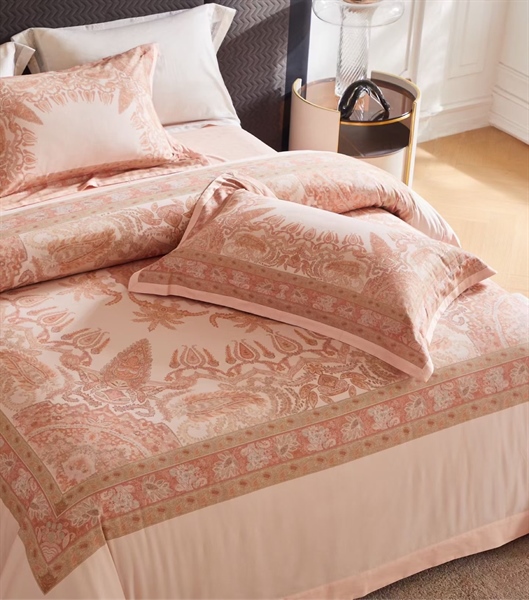 Bộ ga Muna | Len cừu Merino và Cotton tự nhiên chải mịn - Hoa văn cổ điển - Màu cam đất - MLV01.01