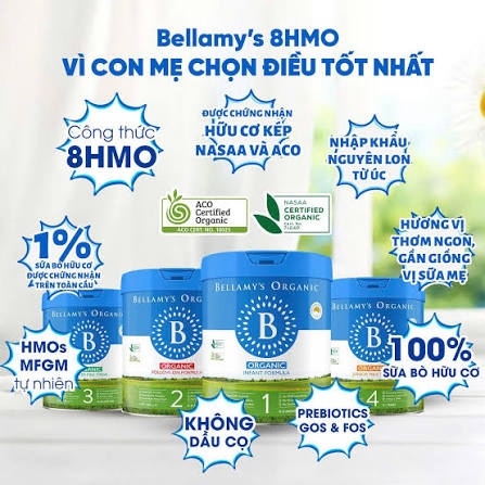 Sữa bột Bellamy's Organic 8HMO số 1 (0-6m) 800g