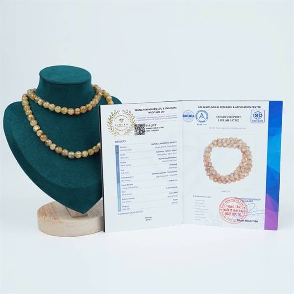 Chuỗi thạch anh tóc vàng 80 hạt ly7.47-6.99 (557582) KG+