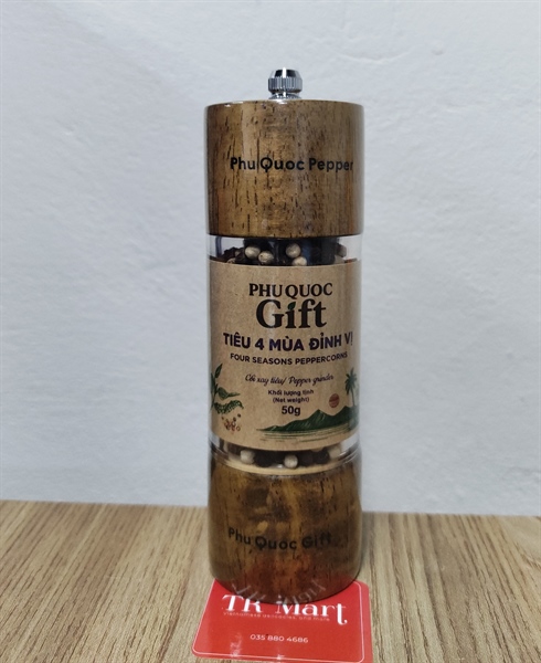Phu Quoc Gift cối xay tiêu 4 mùa (gỗ) 50g - Four seasons peppercorns