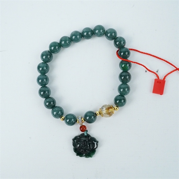 Vòng cẩm thạch xanh mặt hoa hồng 21 hạt ly8.1-17.08x5.98 KG+