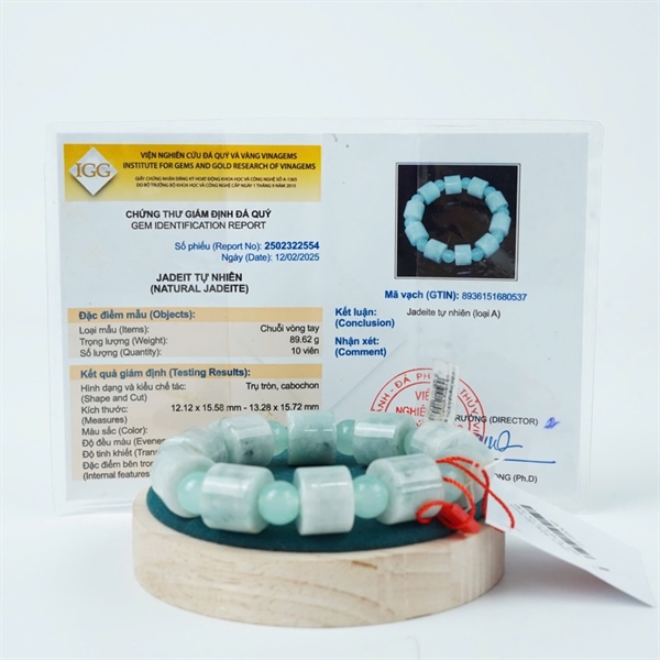 Vòng lu thống cẩm thạch xanh 10 hạt ly12.12x15.58-13.28x15.72 KG+