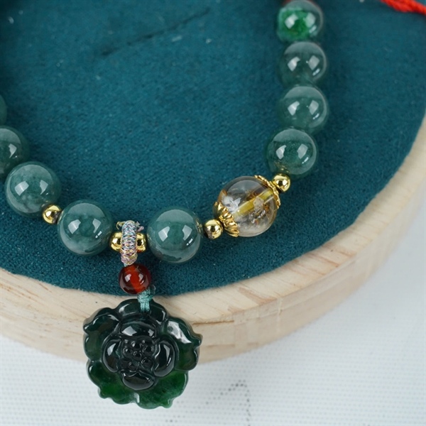 Vòng cẩm thạch xanh mặt hoa hồng 21 hạt ly8.1-17.08x5.98 KG+