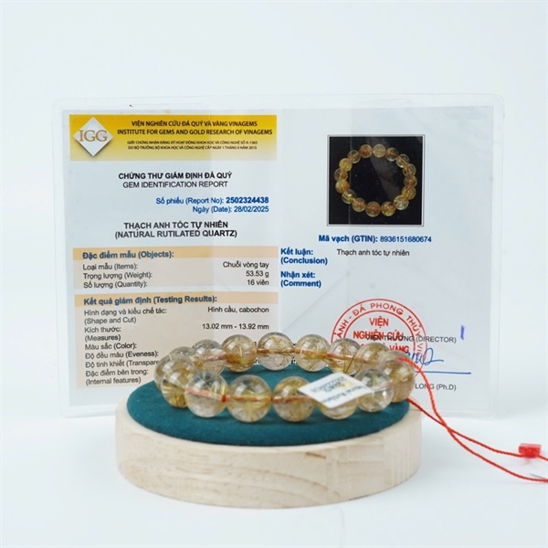 Vòng thạch anh tóc vàng 16 hạt ly13.02-13.92 KG+