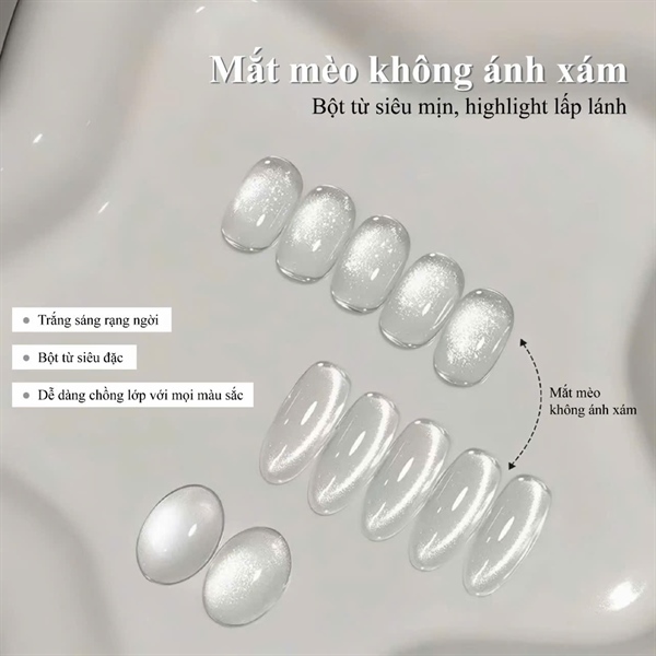 Sơn gel mắt mèo trong suốt ROUni không ánh xám