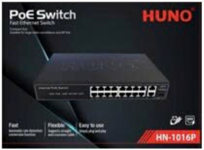 Switch Poe HUNO HN-1016P 100MB (màu đen)