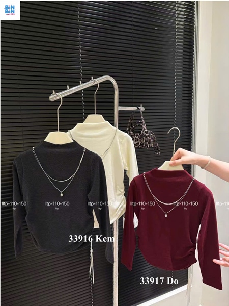 33916-Áo giữ nhiệt rút eo trắng kem