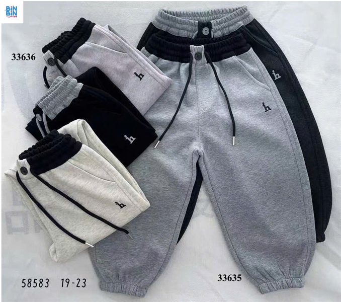 33636-Quần Nỉ tím Pastel cạp đen