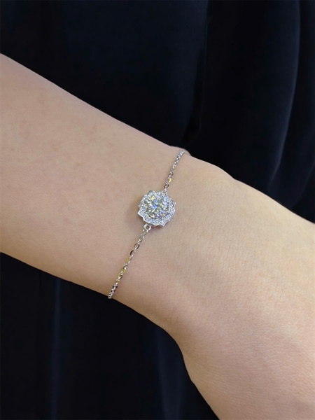 923-CHARM-Lắc tay Moisanite tròn bạc S925-(A415.T1125.SJ)