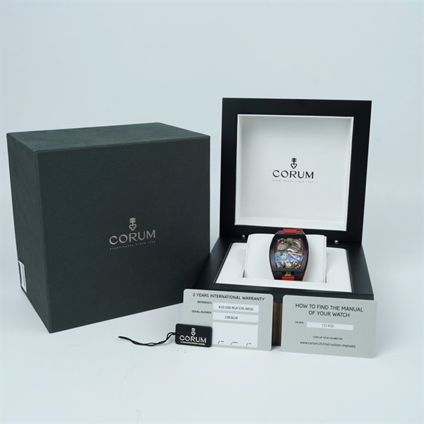 Đồng hồ Corum mặt cơ viền đen dây đỏ (2381624) sz40 (HC) KG+