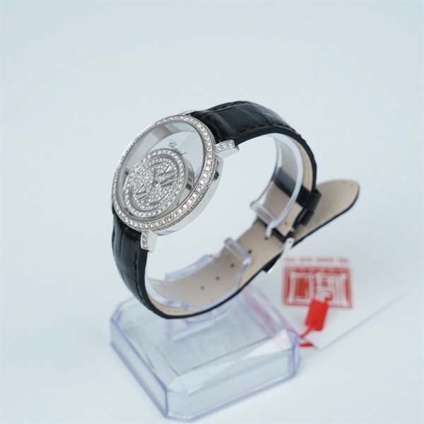 Đồng hồ Chopard dây đen viền đính kim- kim độ (1203905) sz35.6 (HC) KG+