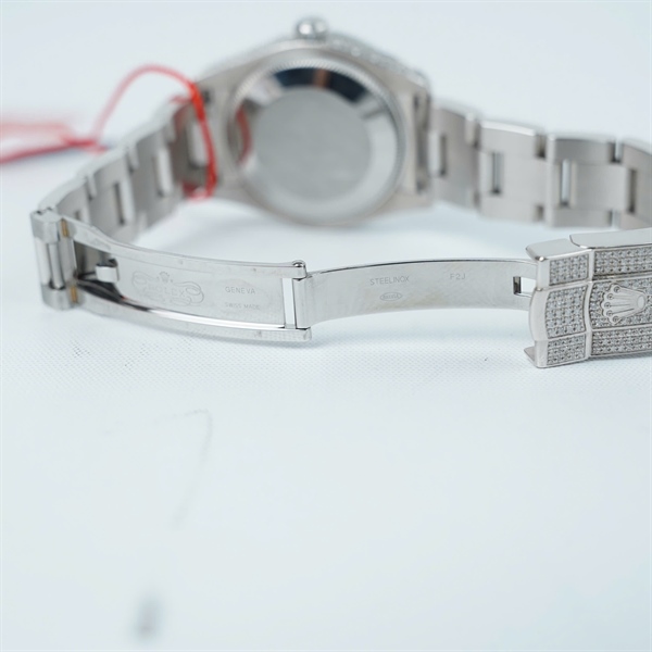 Đồng hồ Rolex bạc full đính kim, kim màu (321612Z6) sz28 (HC) KG+