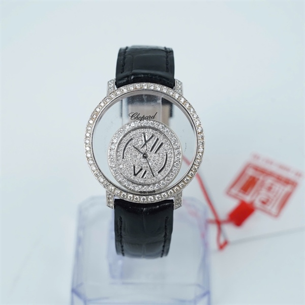 Đồng hồ Chopard dây đen viền đính kim- kim độ (1203905) sz35.6 (HC) KG+