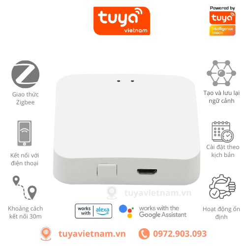 Thiết Bị Điều Khiển Trung Tâm (Hub Gateway) TUYA, Zigbee 3.0, Kết Nối 200 Thiết Bị, Bản Quốc Tế