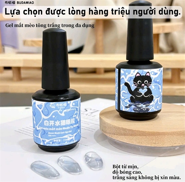 Mắt mèo BUDACAT trong suốt không ánh xám