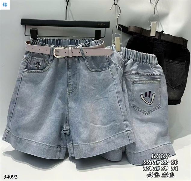 34092- Quần short Jean xanh mặt cười