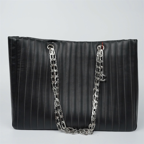 Túi Chanel Tote đen sọc dọc có lót form (10174693) sz35 (HN) KG+