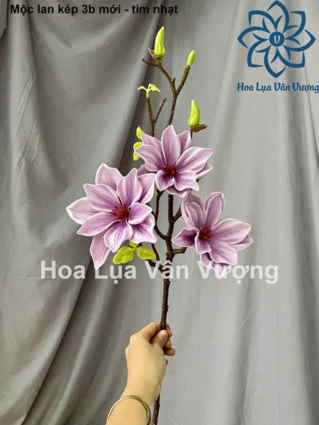 Mộc lan kép 3b mới - tím nhạt - Hoa cành dài - Hoa Lụa Vân Vượng