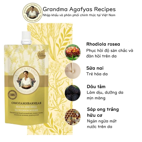 Mặt nạ sữa non bà già vàng – DƯỠNG TRẮNG, MỊN DA