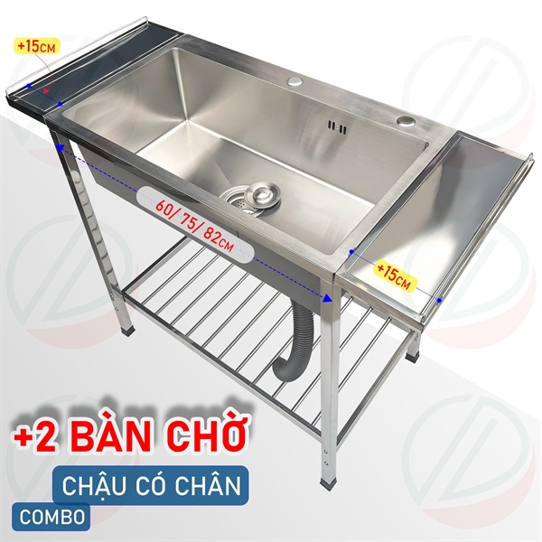 Chậu chén có chân Kazta CH8245-1HI2 hai bàn rời 15 cm (I)