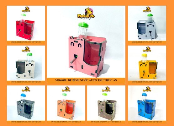 Đế Bình Nước Auto Có Chén Ăn Dự trữ Gỗ Màu