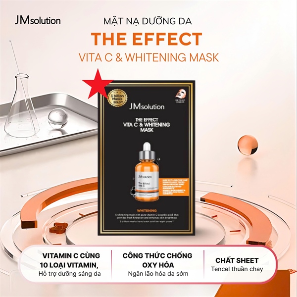 Mặt nạ mini JMSOLUTION THE EFFECT VITA C & WHITENING MASK – Làm sáng & đều màu da hiệu quả ( màu cam )